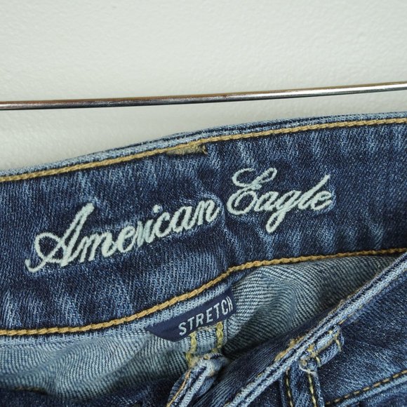 American Eagle Dark Wash Double Button Zipper Fly Stretch Artist Jeans Size 4 - Picture 5 of 8